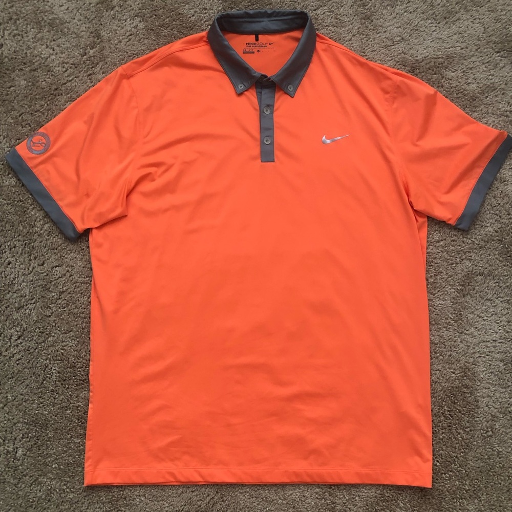 Nike Golf Tour Performance Polo Orange Gray XL